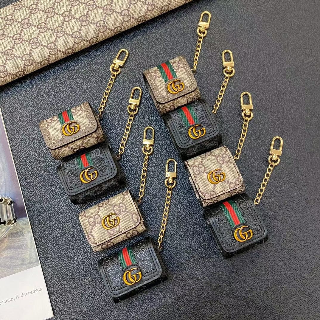 Tunde Store Gucci Monogram AirPods Covers with Keychain - Set of Four