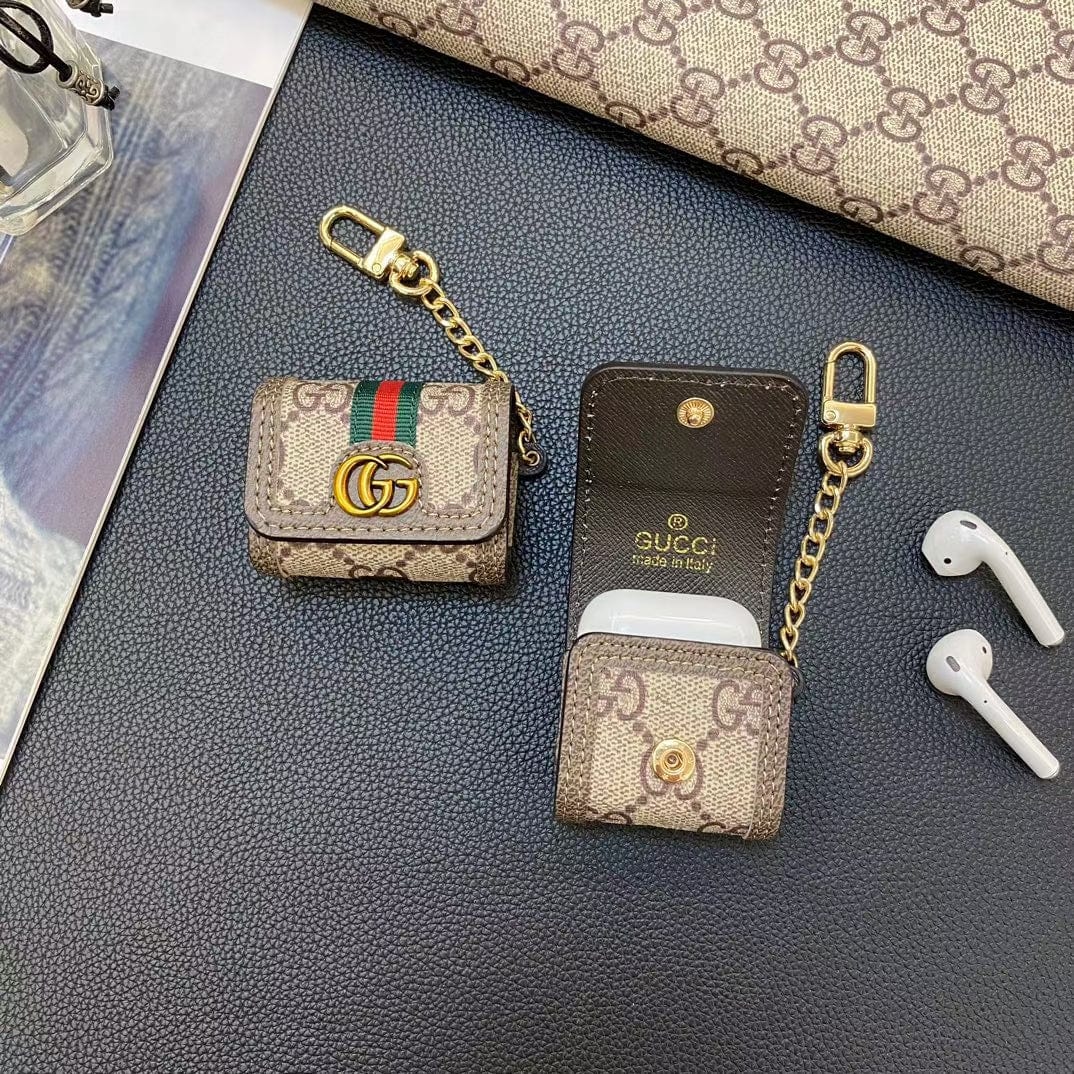 Tunde Store Gucci Monogram AirPods Covers with Keychain - Set of Four