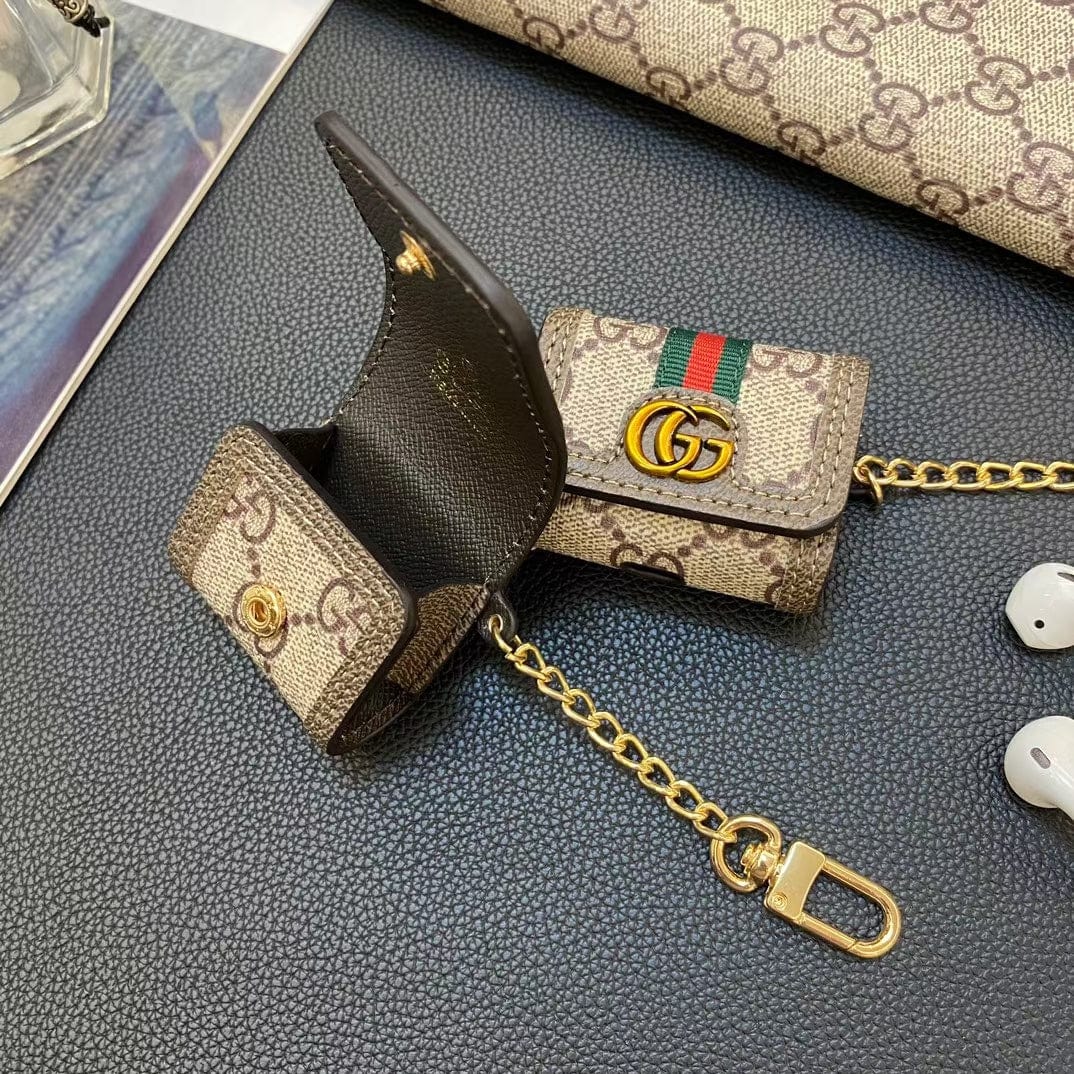 Tunde Store Gucci Monogram AirPods Covers with Keychain - Set of Four