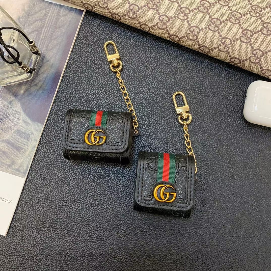 Tunde Store Gucci Monogram AirPods Covers with Keychain - Set of Four